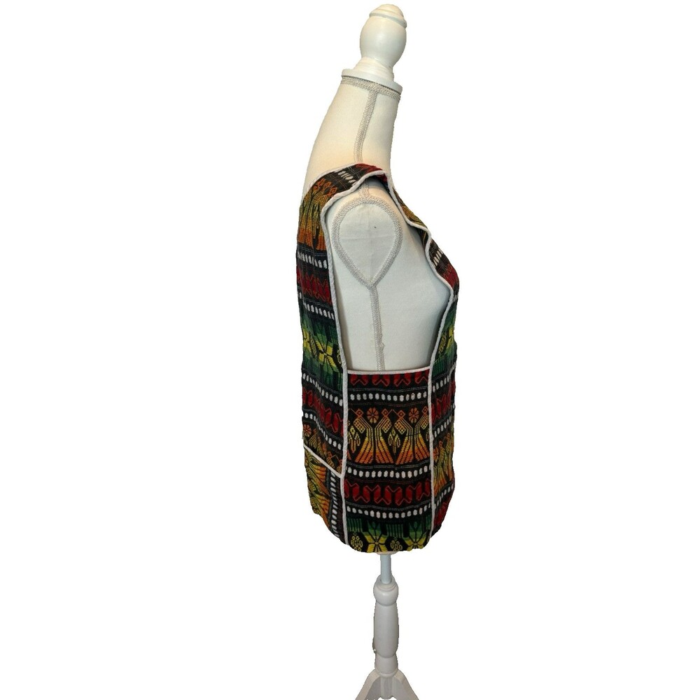 Vintage Handmade Guatemalan Hand Woven Apron Pocket Vest Colorful - Picture 7 of 8